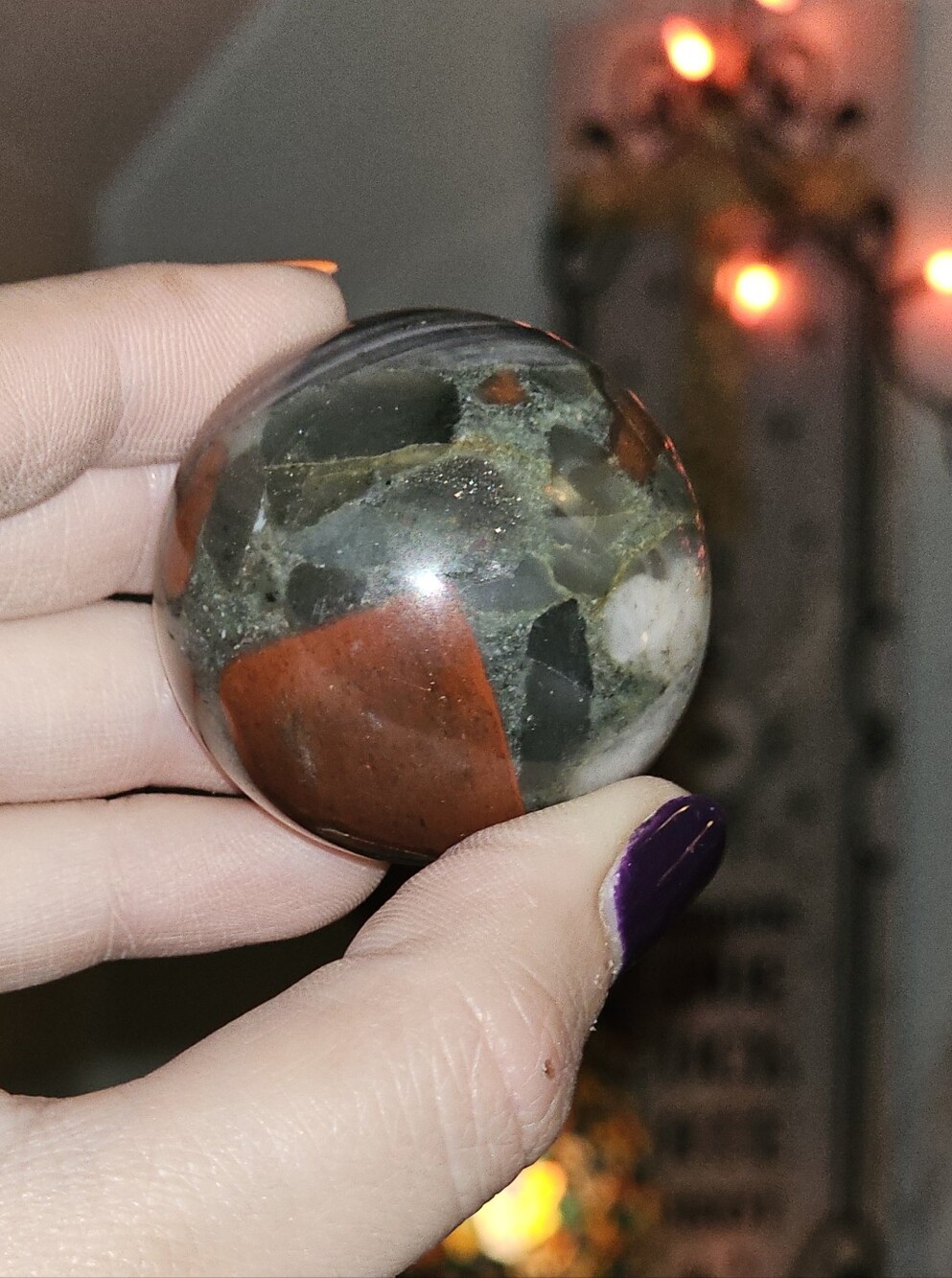 🎃🖤ON SALE FOR $28👻Gorgeous OOAK African Bloodstone Crystal Sphere🎃🖤PRETTY🎃